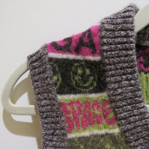 GANNI Smiley Face Space Wool Blend Knit Sweater Vest Grandma Academia Fall - Picture 5 of 13